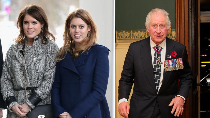 Collage: Prinzessin Eugenie und Prinzessin Beatrice, König Charles III.