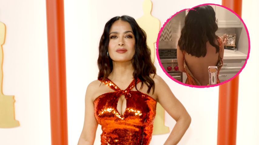 Nach Oscars: Salma Hayek genießt kleinen Snack rückenfrei