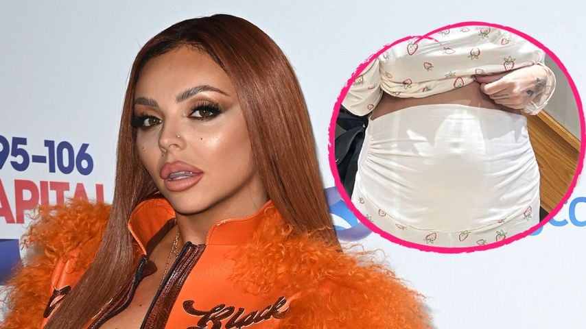 Jesy Nelson zeigt stolz ihren Zwillings-Babybauch im Pyjama