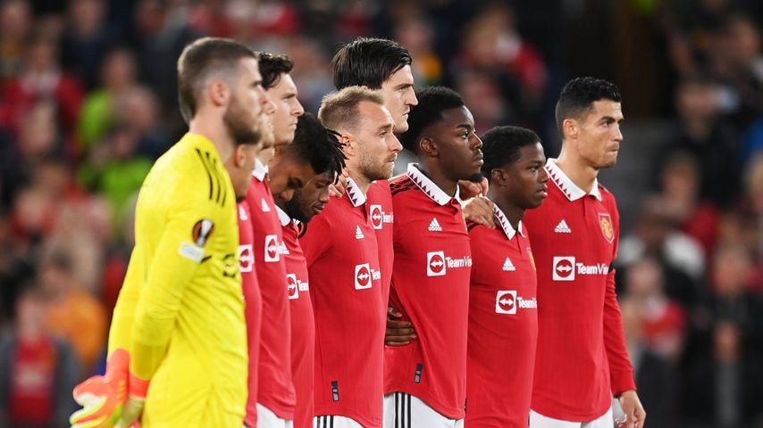 Cristiano Ronaldo, Christian Eriksen und ihre Mannschaftskollegen von Manchester United