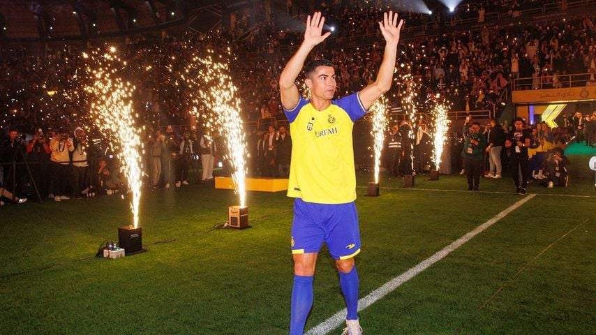 Cristiano Ronaldo kurz nach Bekanntgabe seines Vereinswechsels nach Saudi-Arabien