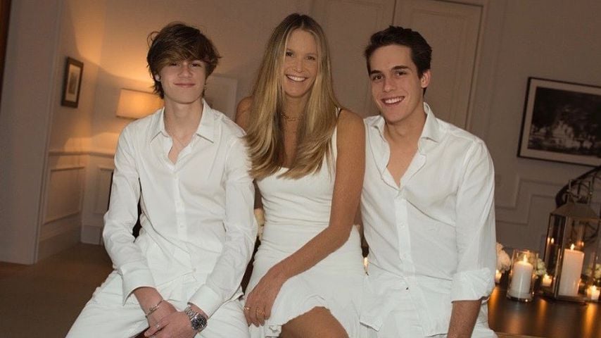 Elle Macpherson mit ihren beiden Söhnen Flynn und Cy Busson im März 2020