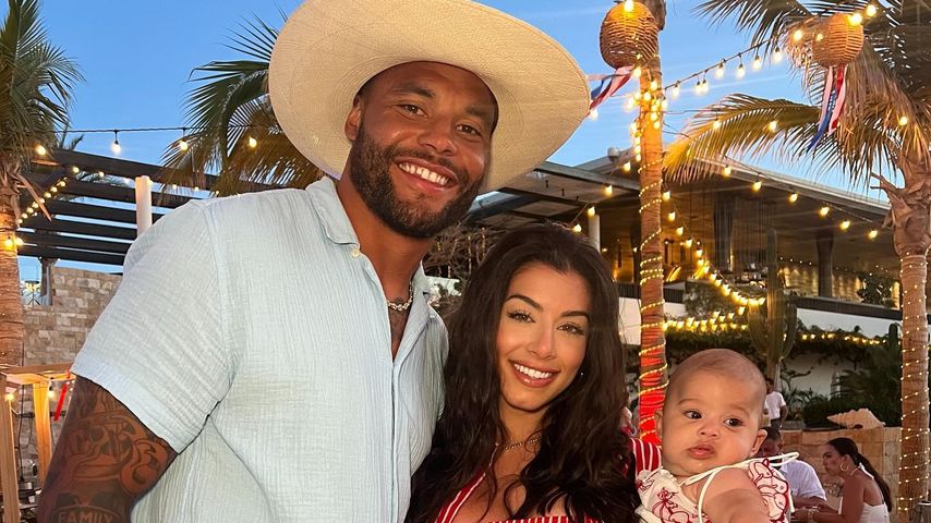 Dak Prescott mit seiner Partnerin Sarah Jane und ihrem Baby