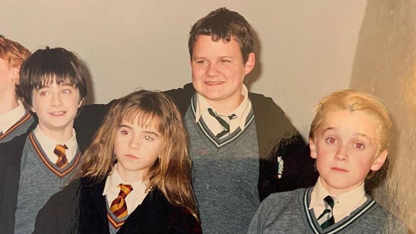 Daniel Radcliffe, Emma Watson, Josh Herdman und Tom Felton am "Harry Potter"-Set