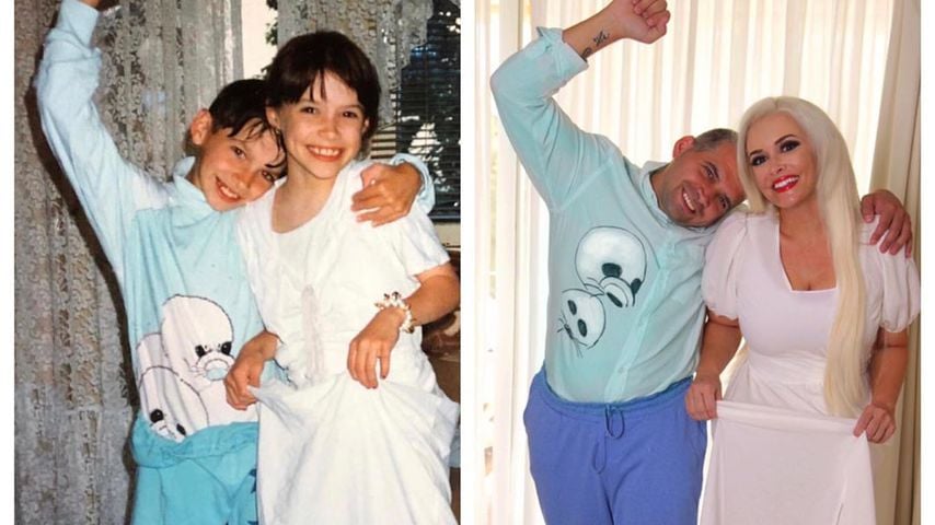 Im Pyjama: Daniela Katzenberger stellt Kindheitsfoto nach