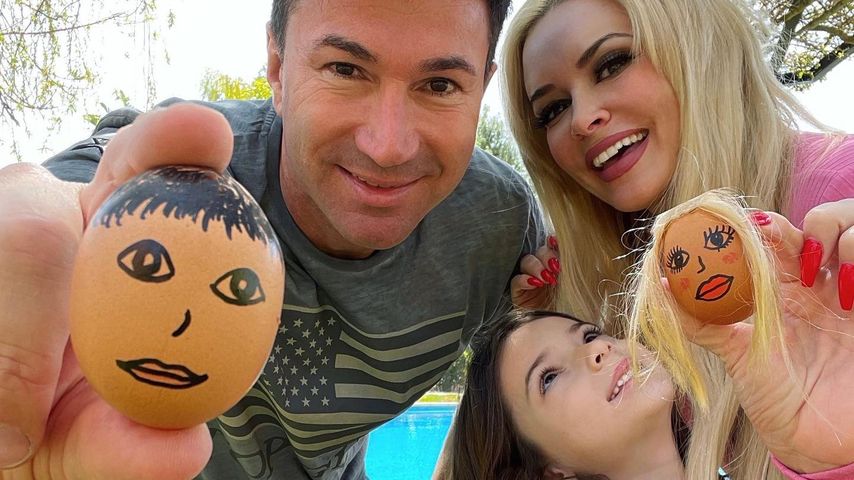 Daniela Katzenberger mit ihrem Mann Lucas und Tochter Sophia, Ostern 2022