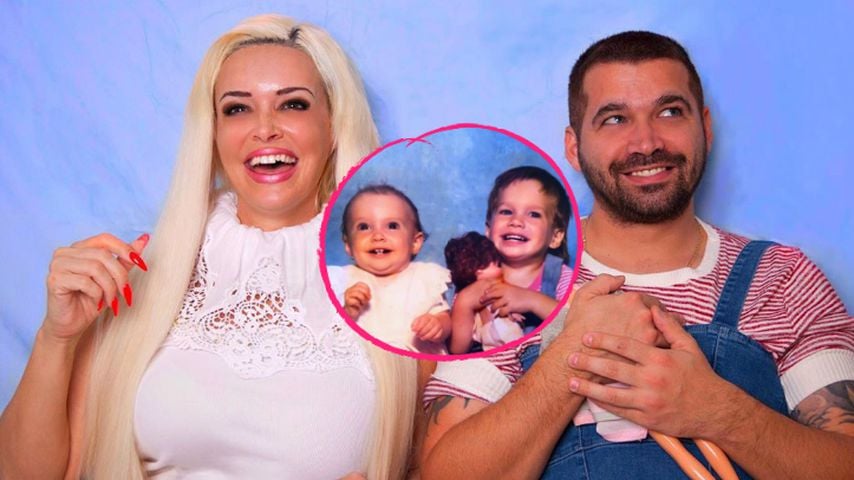 Collage: Daniela Katzenberger und ihr Bruder Tobias früher und heute