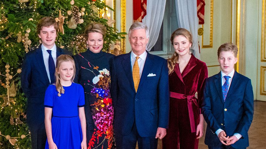 Der belgische König Philippe und die Königin Mathilde mit ihren Kindern