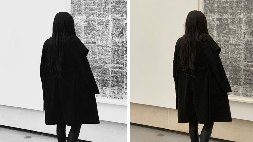 Collage: Das gleiche Foto von Linda Nobat in Paris