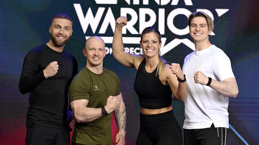 Das "Ninja Warrior Germany – Promi-Special"-Team Köppi Filip Pavlovic, Fabian Hambüchen, Mona Steven