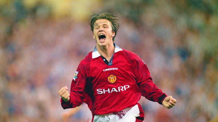 David Beckham beim Spiel Manchester United gegen Newcastle United im August 1996 im Londoner Wembley