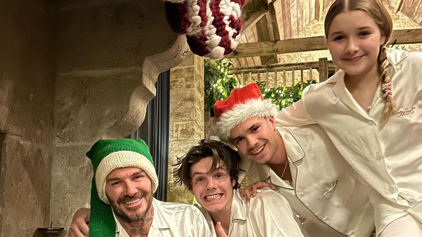 David Beckham mit seinen Kindern Cruz, Romeo und Harper, Weihmachten 2022