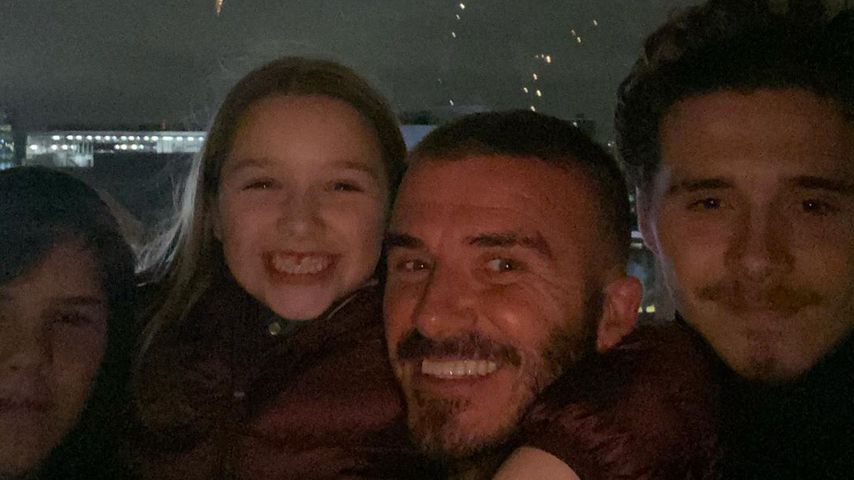 David Beckham mit seinen Kindern Cruz, Harper und Brooklyn im November 2019
