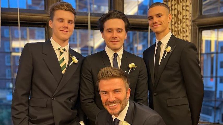 David Beckham mit seinen Söhnen Cruz, Brooklyn und Romeo