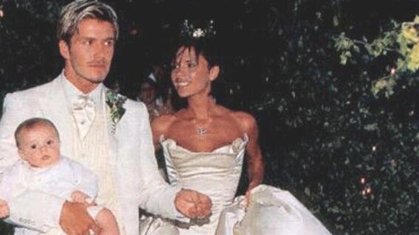 David  und Victoria Beckham mit Brooklyn, 1999