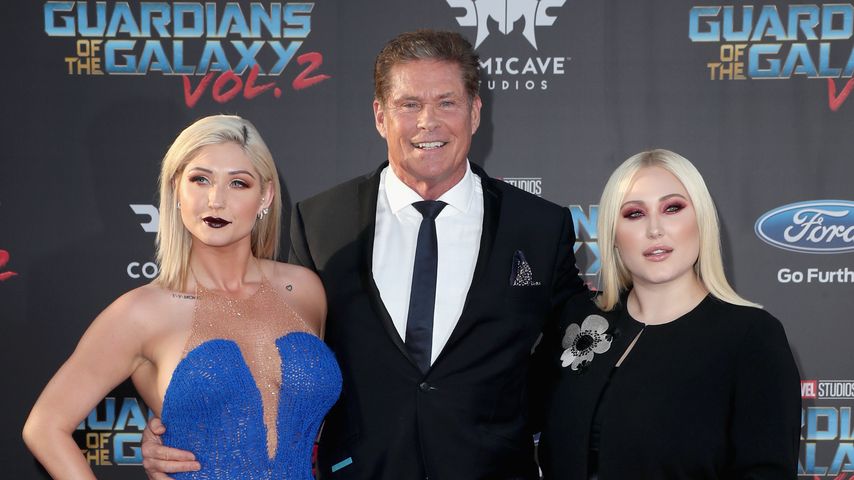 David Hasselhoff mit seinen Töchtern Taylor Ann (l.) und Hayley, April 2017