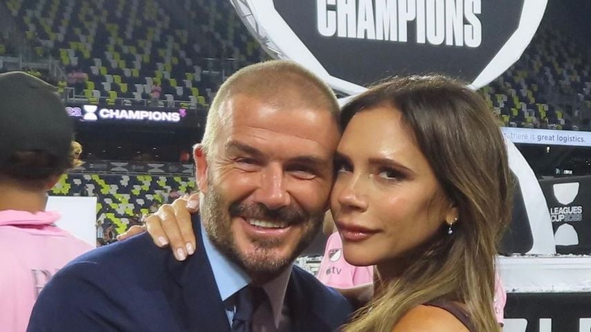 David und Victoria Beckham im Fußballstadion in Nashville, August 2023