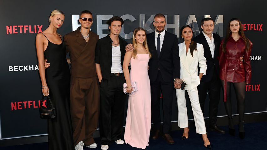David und Victoria Beckham mit ihren Kindern und Schwiegertöchtern
