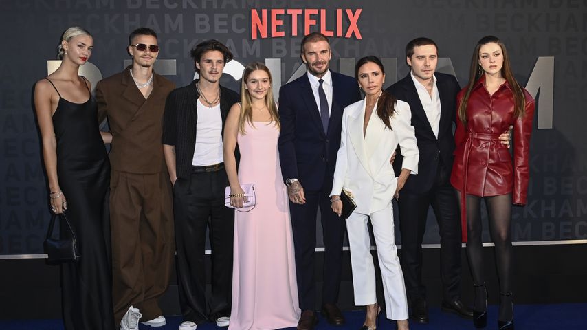David und Victoria Beckham mit ihren Kindern und Schwiegertöchtern