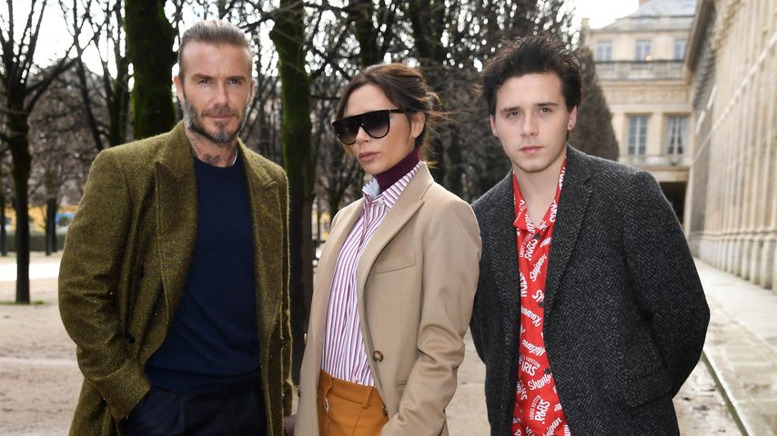 David, Victoria und Brooklyn Beckham im Januar 2018