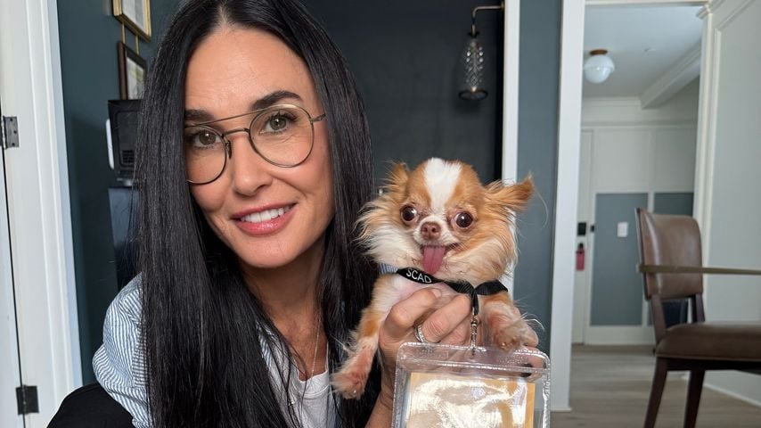 Demi Moore und ihre Hündin Pilaf im Oktober 2024