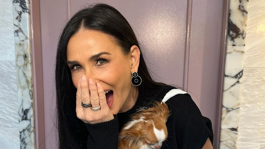 Demi Moore und ihre Hündin Pilaf, Februar 2024