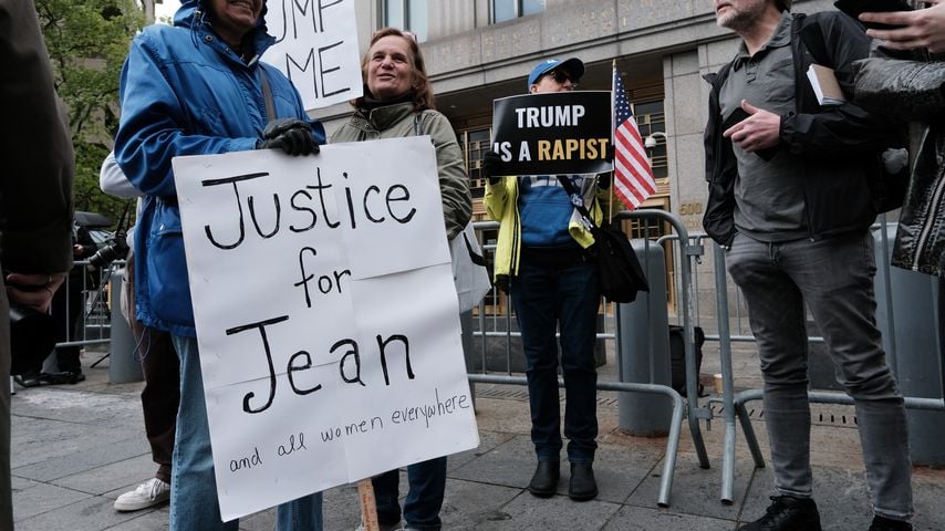 Demonstration gegen Donald Trump im Mai 2023