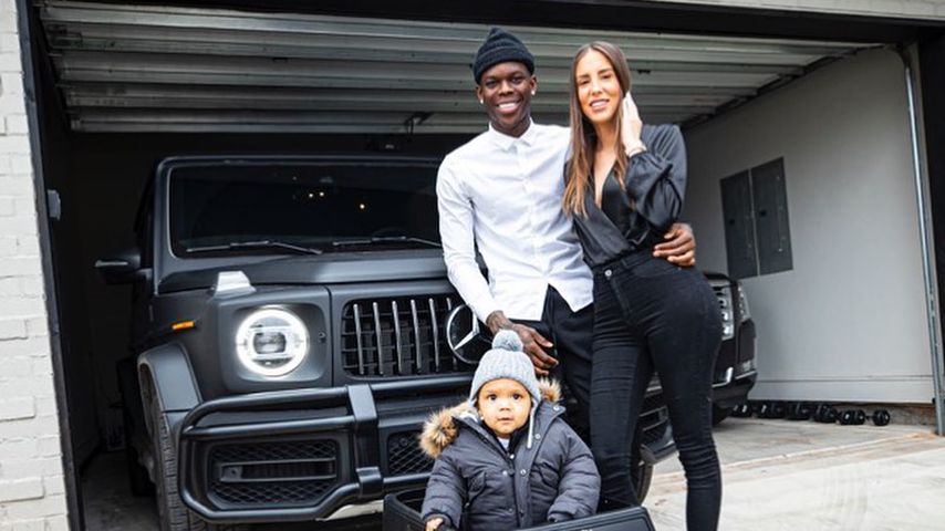 Dennis Schröder mit seiner Frau Ellen und dem gemeinsamen Sohn, Februar 2020