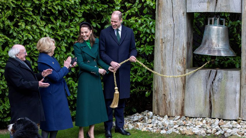 Der irische Präsident Michael D. Higgins mit seiner Frau Sabina, Herzogin Kate und Prinz William