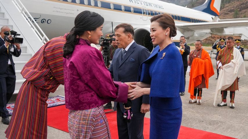 Das Königspaar von Bhutan mit König Maha und Königin Suthida von Thailand, April 2025