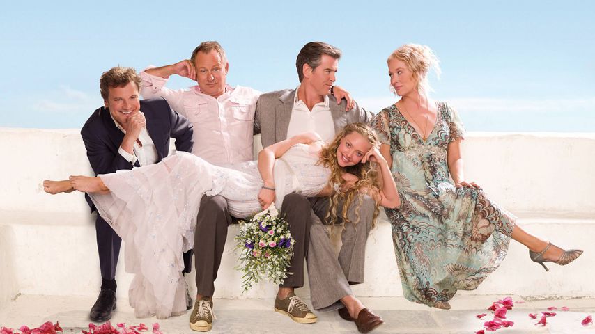 Der "Mamma Mia"-Cast (v.l.): C. Firth, S. Skarsgård, P. Brosnan, M. Streep und A. Seyfried