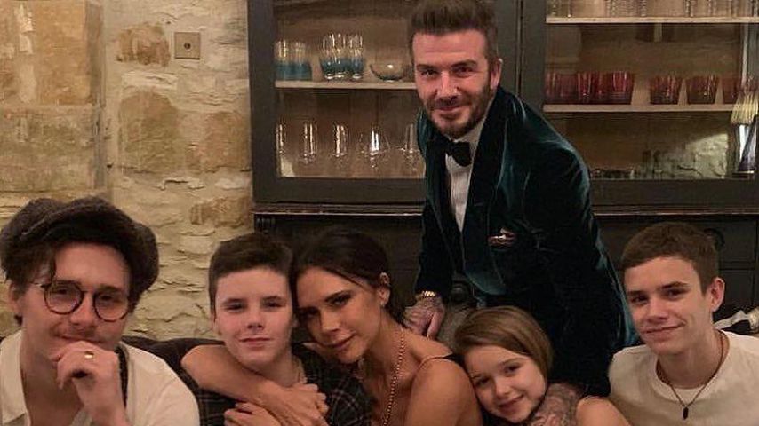 David und Victoria Beckham mit ihren Kindern Brooklyn, Cruz, Harper und Romeo, 2019
