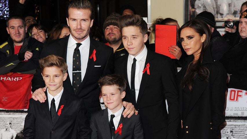 Romeo, David, Cruz, Brooklyn und Victoria Beckham bei der Weltpremiere von "The Class of 92"