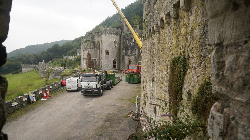 Die Burg Gwrych Castle während der Vorbereitungen zum UK-Dschungelcamp