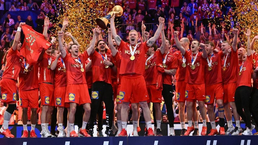 Die dänische Handball-Nationalmannschaft nach dem WM-Finale 2025