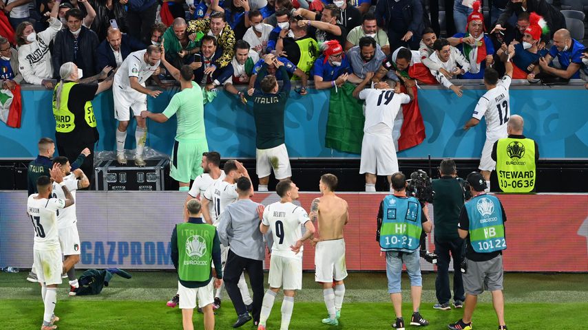 Die italienische Nationalmannschaft nach ihrem Sieg gegen Belgien