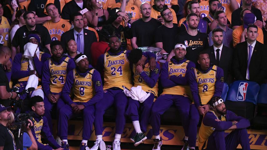 Die Spieler der Los Angeles Lakers bei einem Match im Januar 2020