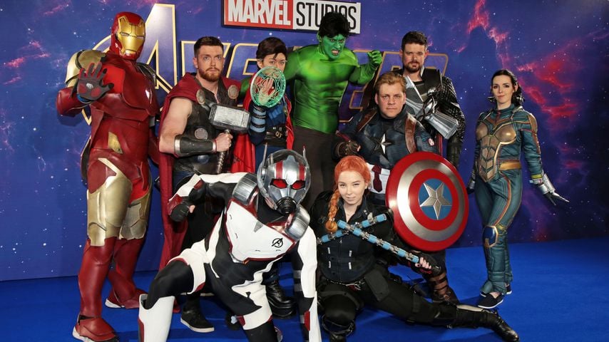 Als Marvel-Helden aus "Avengers: Endgame" verkleidete Schauspieler, April 2019