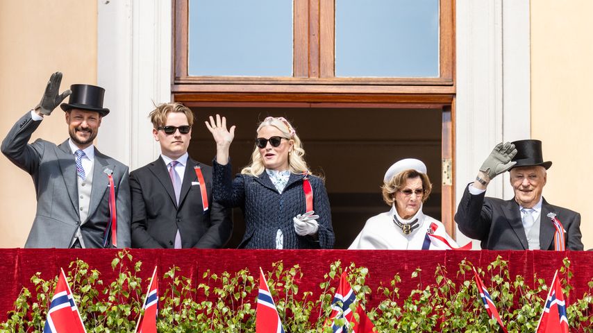 Prinz Hakoon, Prinz Sverre Magnus, Prinzessin Mette-Marit, Königin Sonja und König Harald 2023