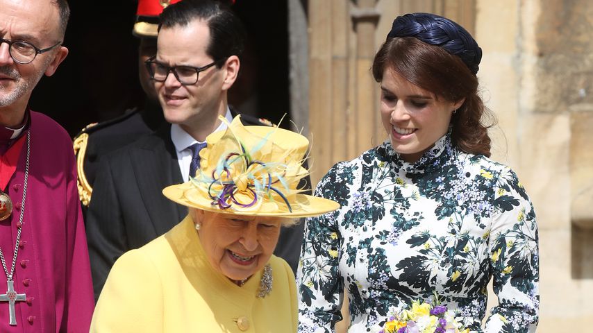 Die Queen mit ihrer Enkelin Prinzessin Eugenie, April 2019