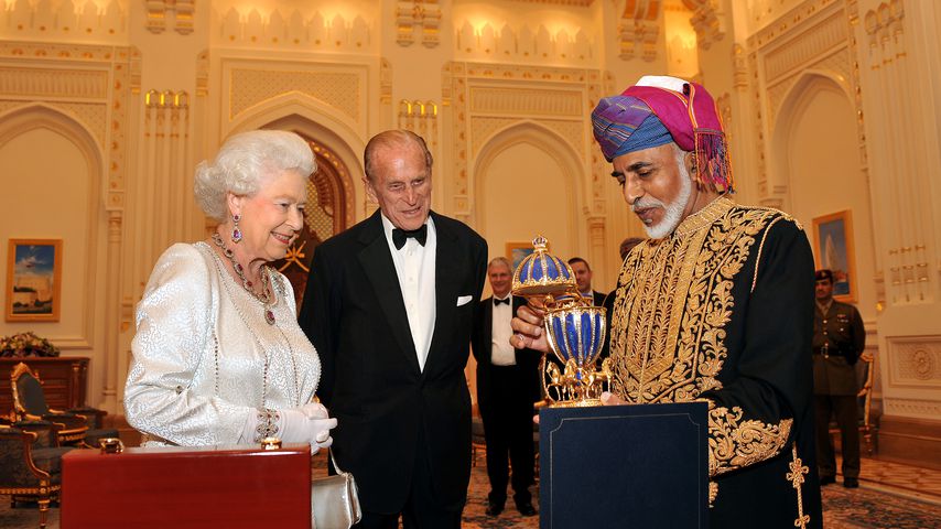 Die Queen, Prinz Philip und der Sultan des Omans in Maskat im November 2010