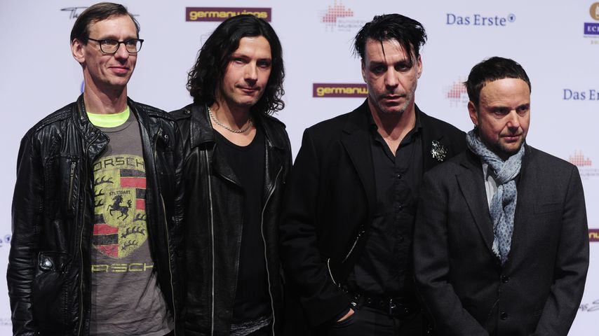 Die Rammstein-Musiker Christian Lorenz, Christoph Schneider, Till Lindemann und Paul Landers