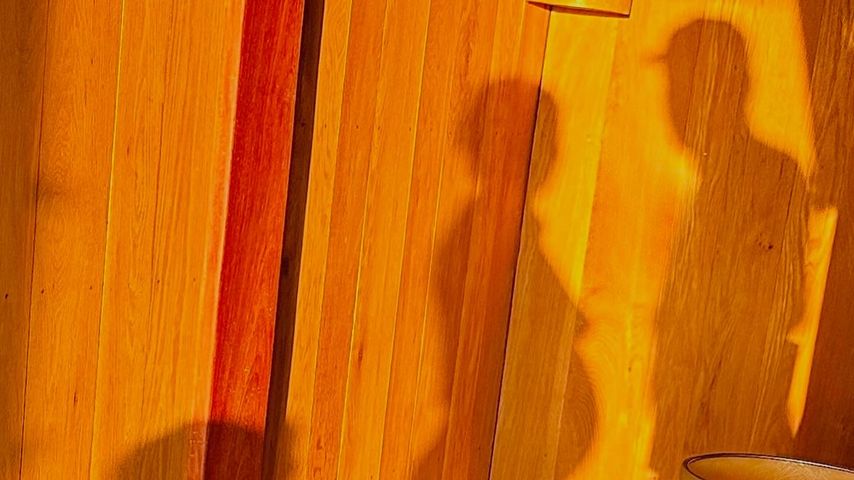 Die Schatten von Simon Beeck und seiner schwangeren Frau