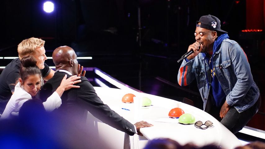 Die "Supertalent"-Jury mit Eye Popper Steven Jones