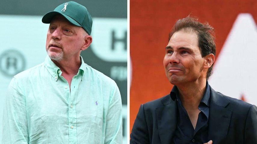 Collage: Die Tennisstars Boris Becker und Rafael Nadal trauern um Nicola Pietrangeli, Dezember 2025.