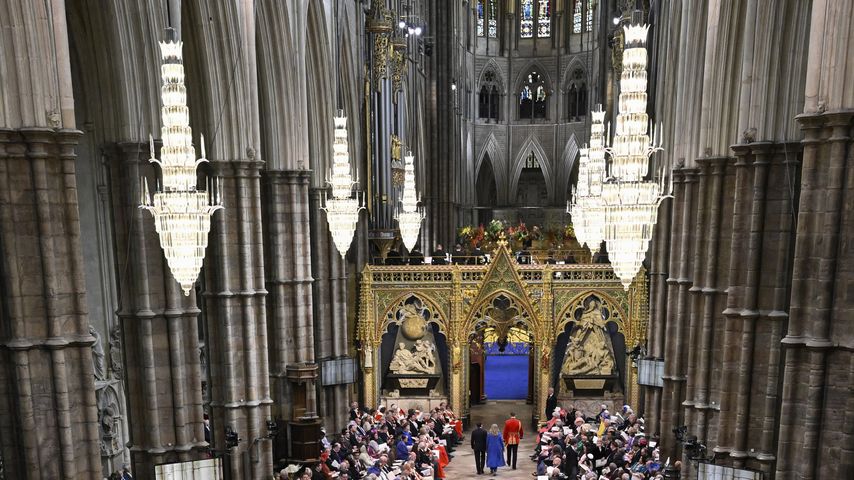 Die Westminster Abbey an König Charles' Krönungstag, Mai 2023