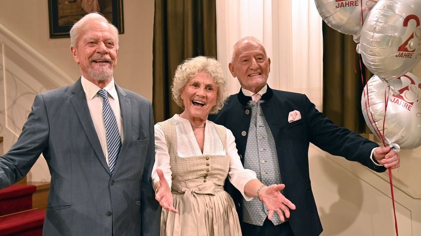 Dirk Galuba, Antje Hagen und Sepp Schauer beim Pressetermin zum 20-jährigen Jubiläum von "Sturm der Liebe"