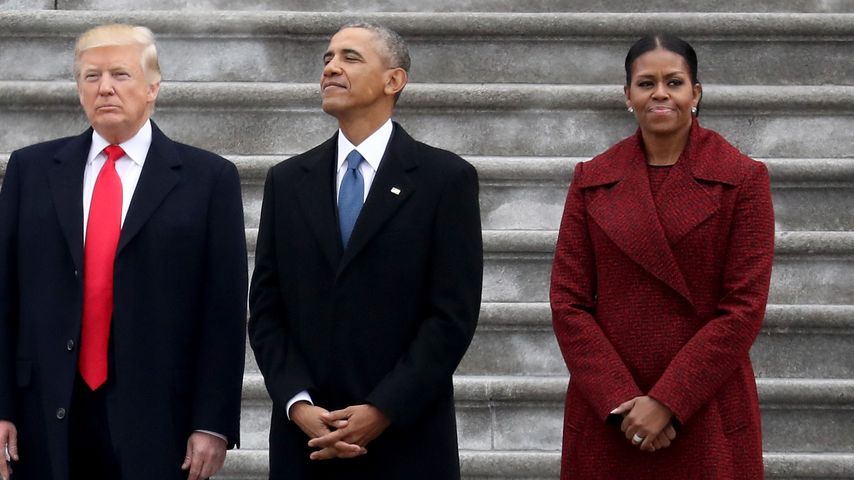 Donald Trump sowie Barack und Michelle Obama im Januar 2017