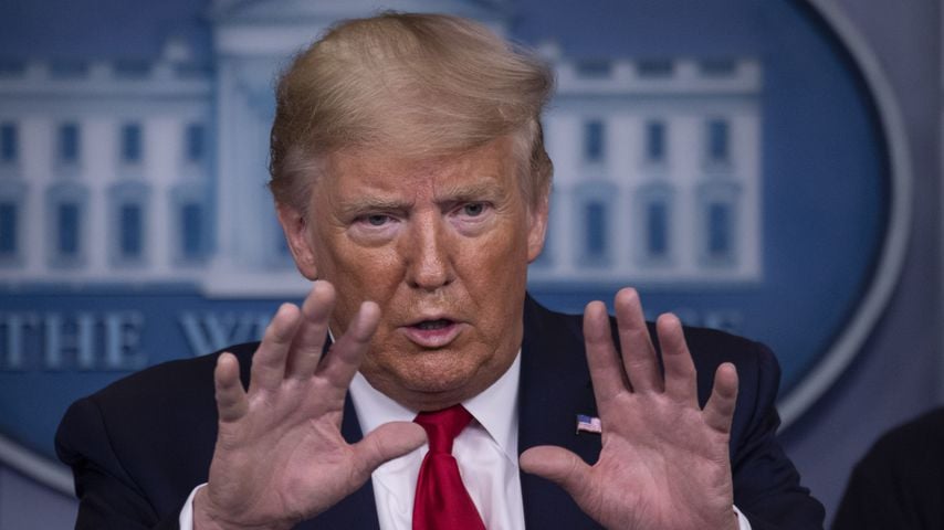 Präsident Donald Trump beim Briefing aufgrund der Corona-Krise im März 2020 im Weißen Haus