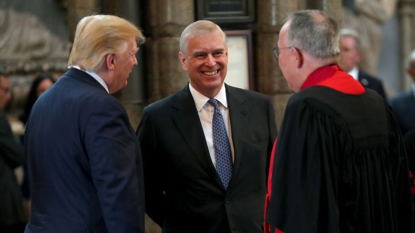 Donald Trump, Prinz Andrew und John Hall, der Dekan von Westminster im Juni 2019